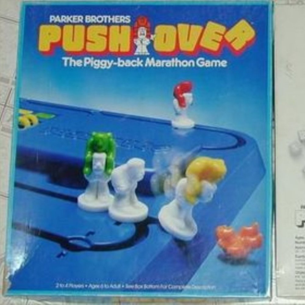 PUSHOVER –the Piggy Back Marathon Board Game by Parker Brothers 1981 Family Game